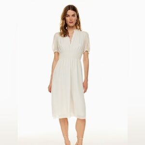 WILFRED | Aritzia “daughter” dress white romantic chiffon midi button up small